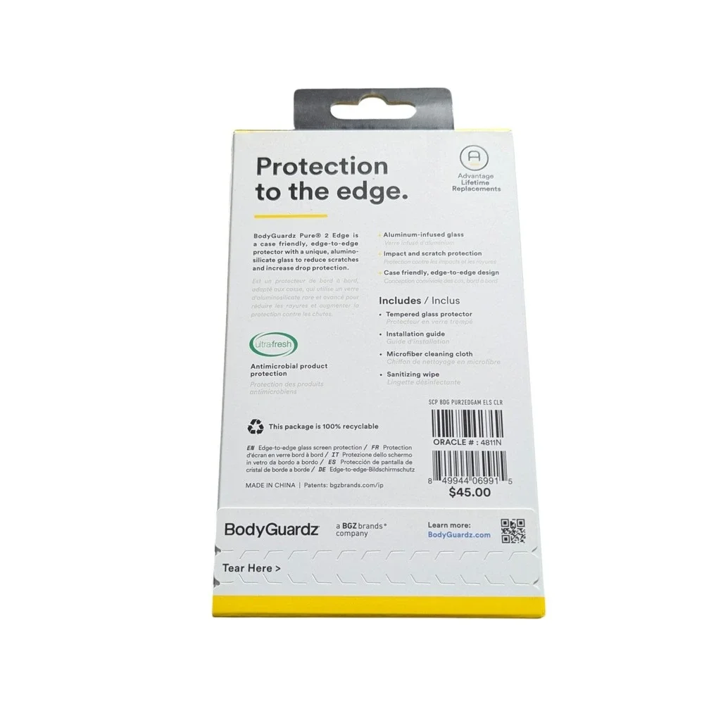 Mm1N Bodyguardz Pure 2 Edge Temp. Glass Screen Protector Apple iPhone 12 /12 Pro